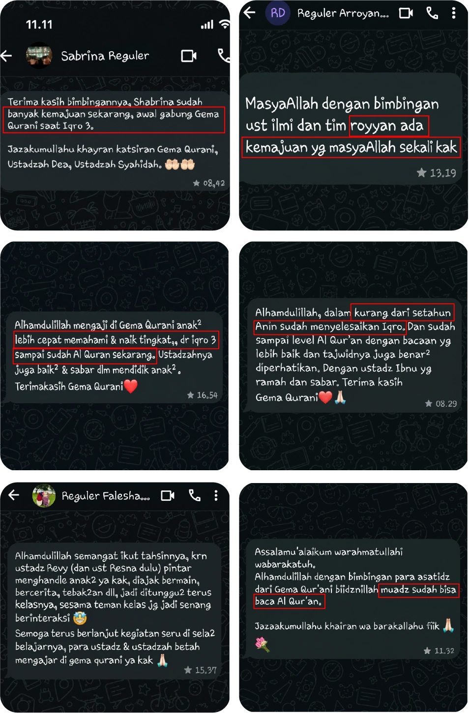 Testimoni orang tua murid Ngaji Online Tuntas IQRO